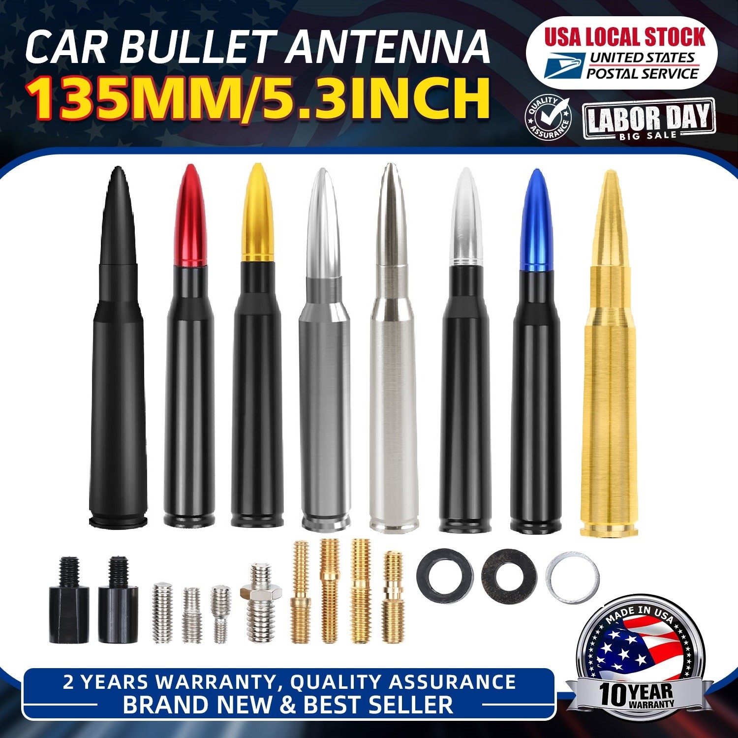 Bullet Style Antenna 5.3 Inch Mast Radio Aerial AM/FM Replace For Dodge Ram GMC