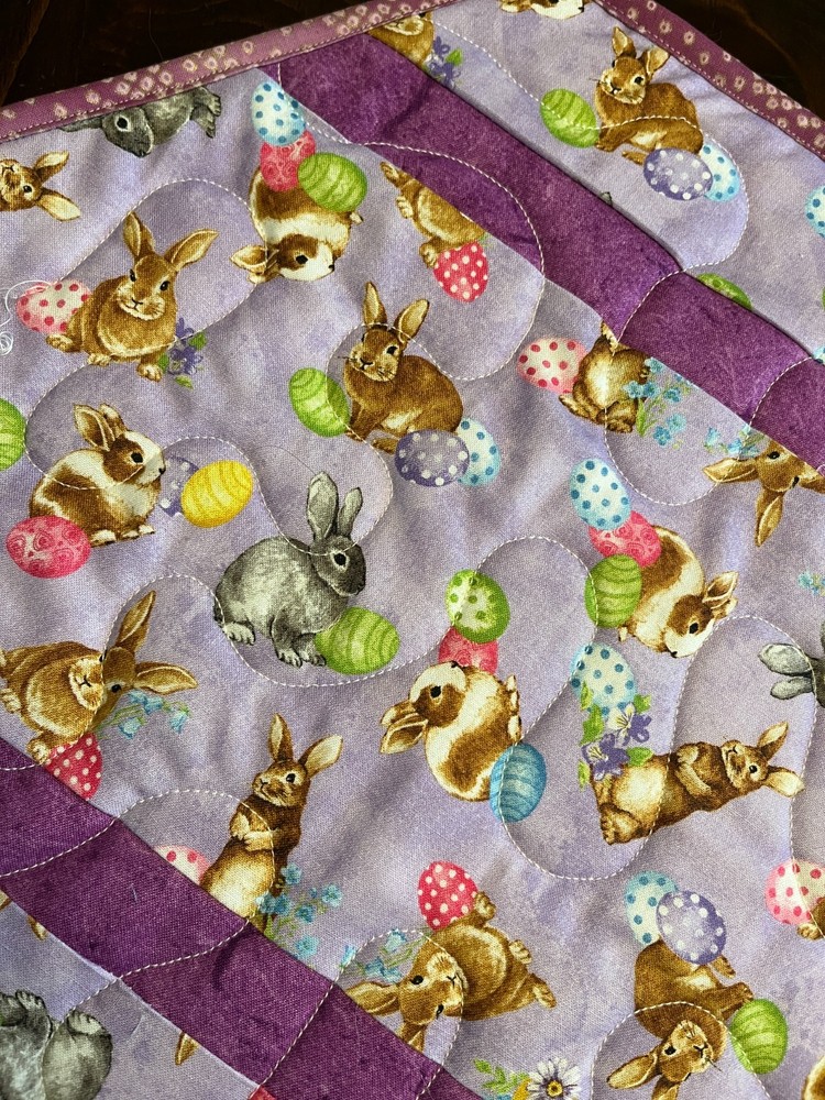Handcrafted-Quilted Table Runner -Easter - Variety of Easter Rabbits & Eggs