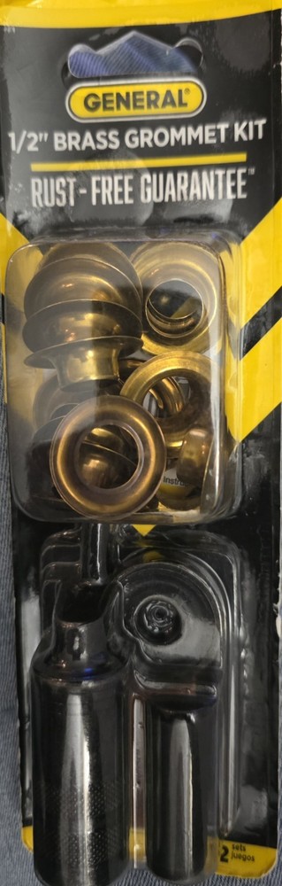 General Tools 1/2" Grommet Tool Kit - 12 Solid Brass Kit, Multicolor