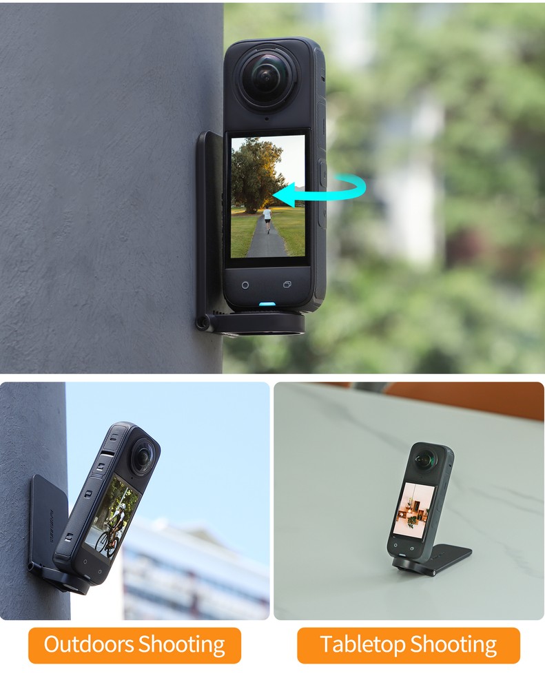 For Insta360 X4 Magnetic Adjustable Angle Base Camera Handle Scene Stand Black