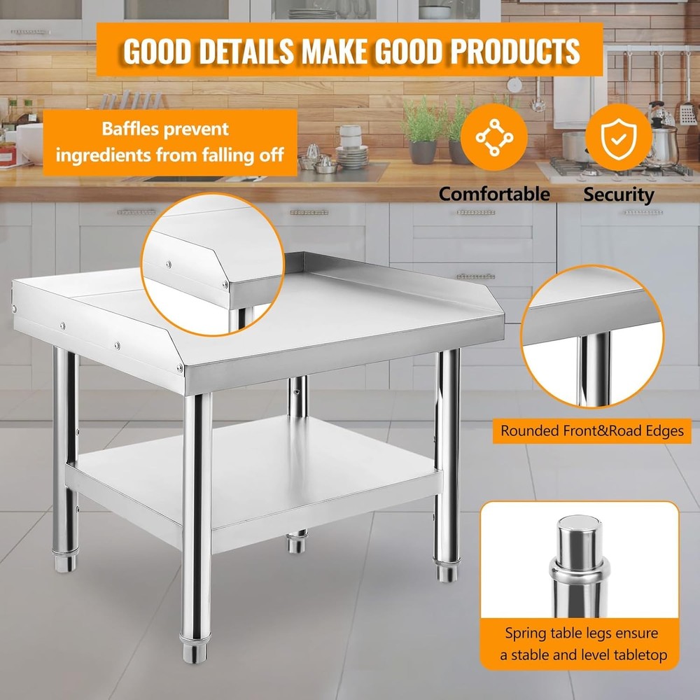 36" Stainless Steel Table,Commercial Worktable with Backsplash for Prep & Work