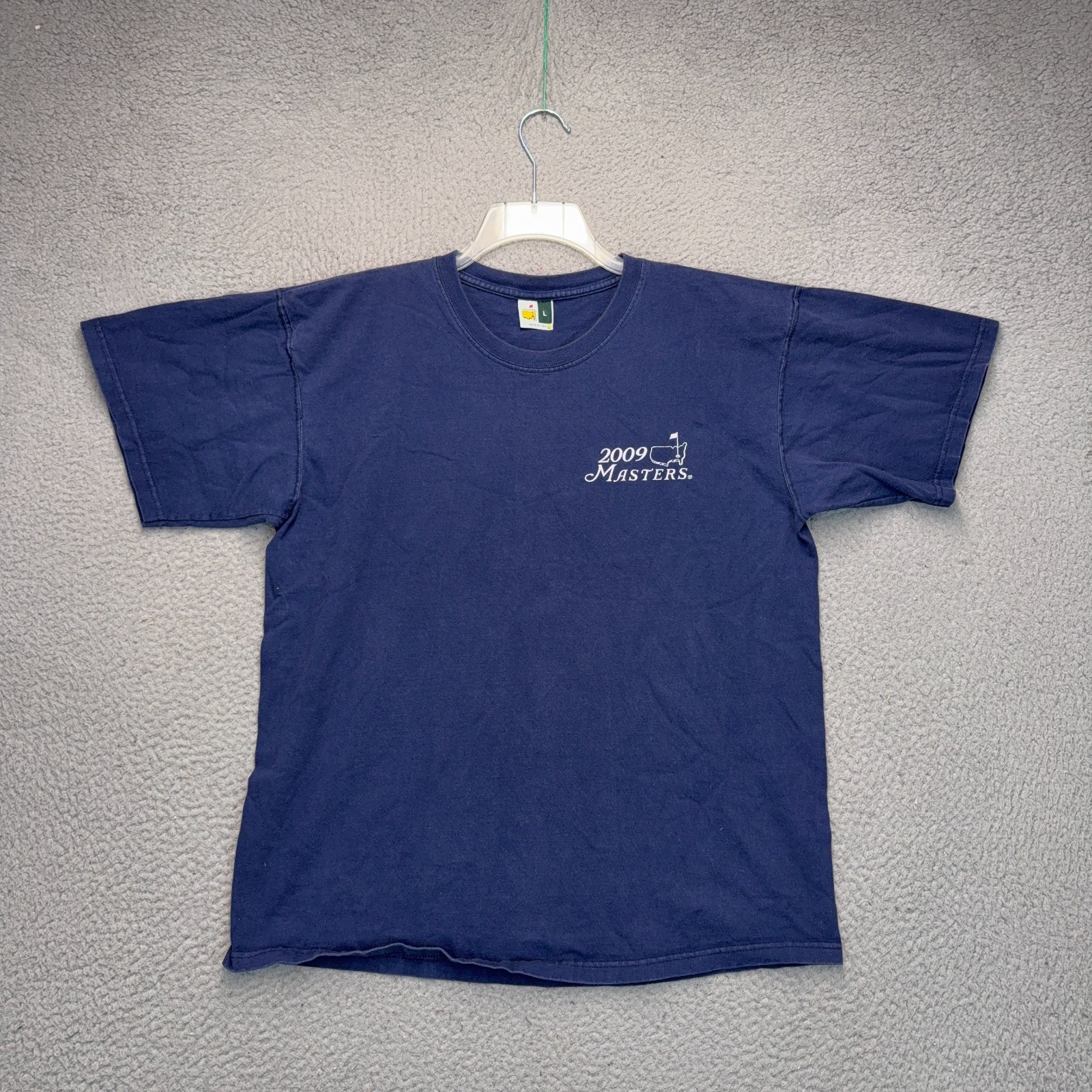 2009 Masters Champions Shirt Mens Large Blue Short Sleeve Golf USA Tiger Woods