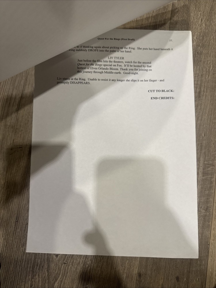 Quest For The Rings - One-Hour Special For Fox," dated April 23, 2001 Script