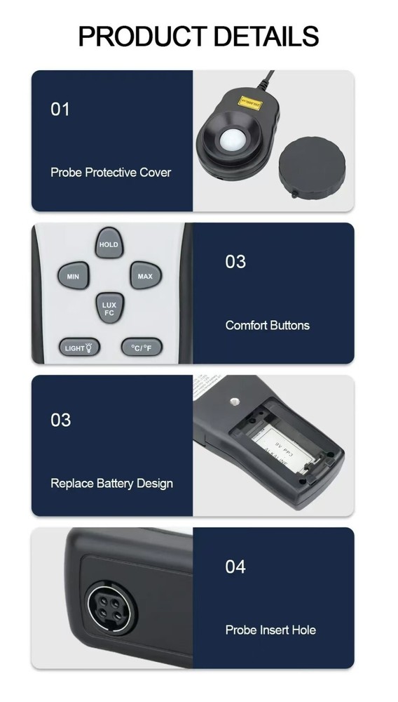 SMART SENSOR Digital Light Luxmeter Illuminance Handheld Photometer Detector AU
