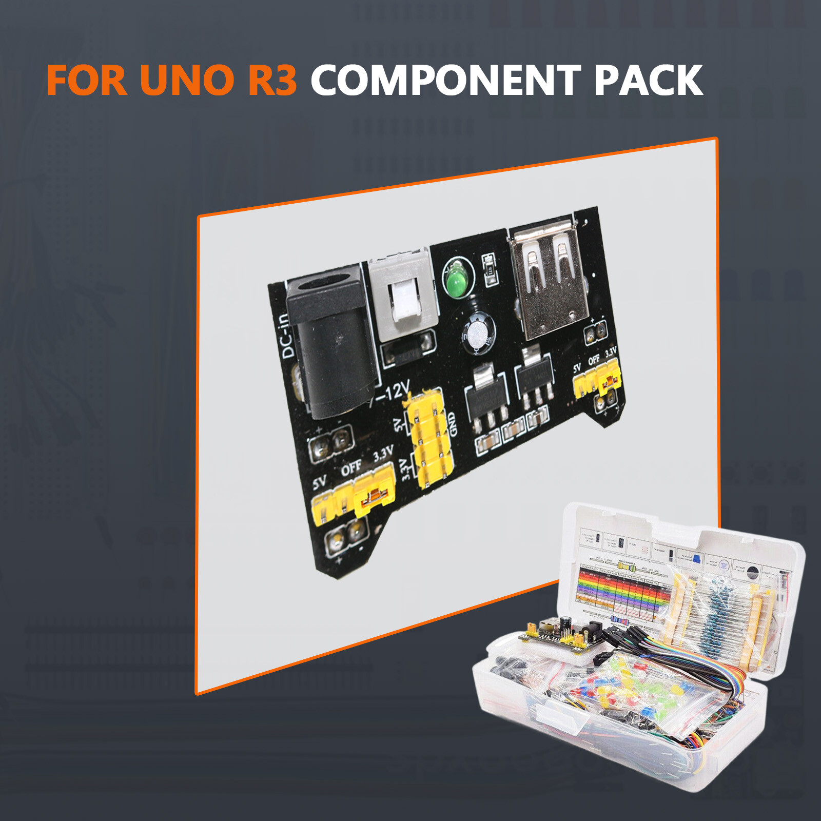 830Pcs DIY Electronic Starter Kit for Arduino UNO R3 with Breadboard & Component