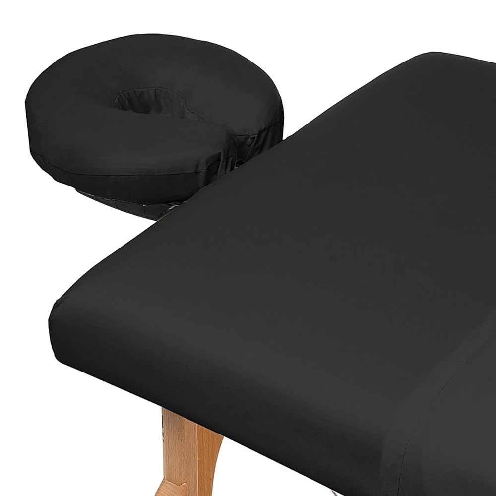 3-Piece Microfiber Massage Table Sheet Set - Breathable & Durable Black Cover