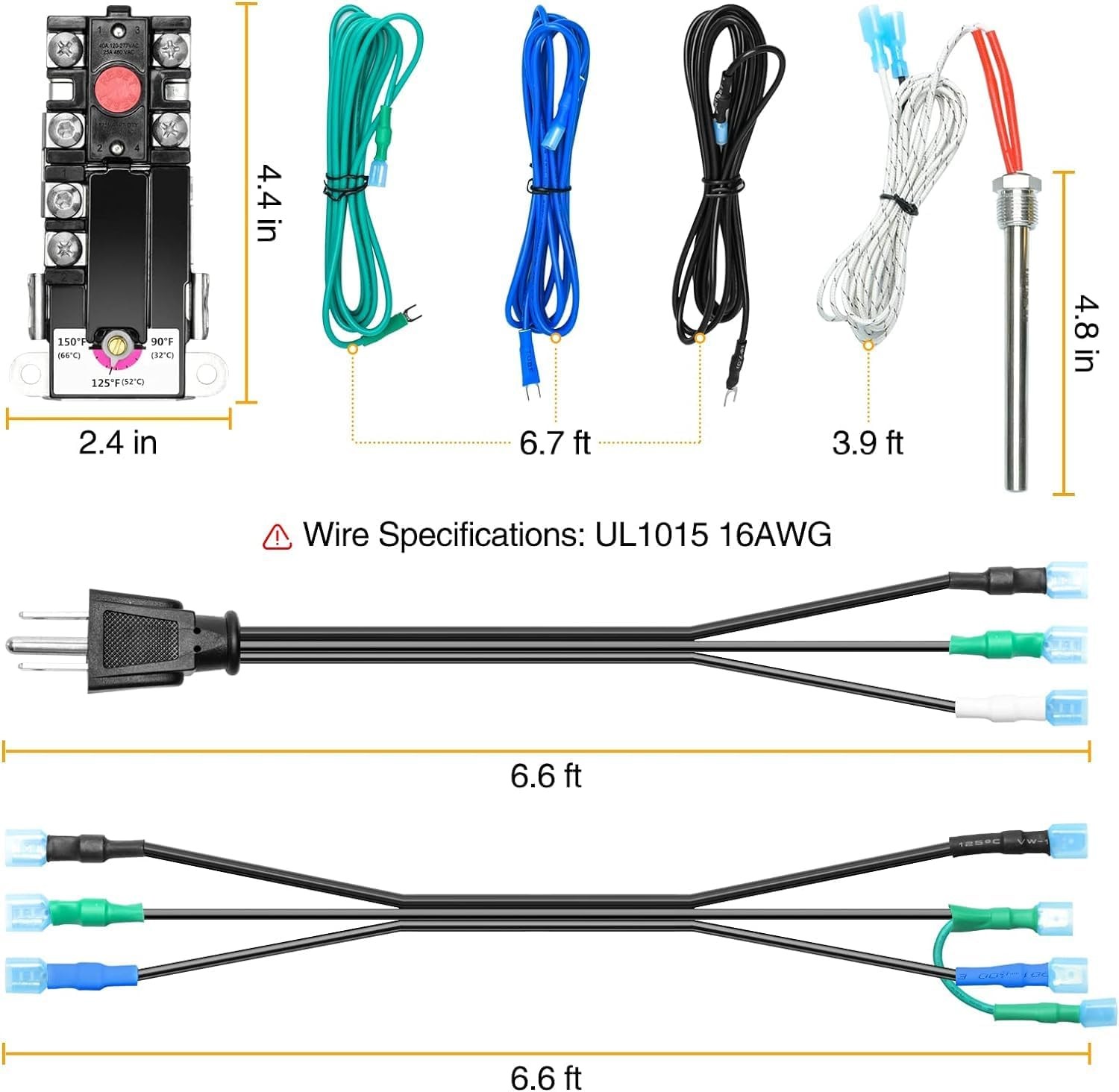 RV Water Heater Electric Conversion,6Gal,Converts LP Gas Water Heater to 120V El