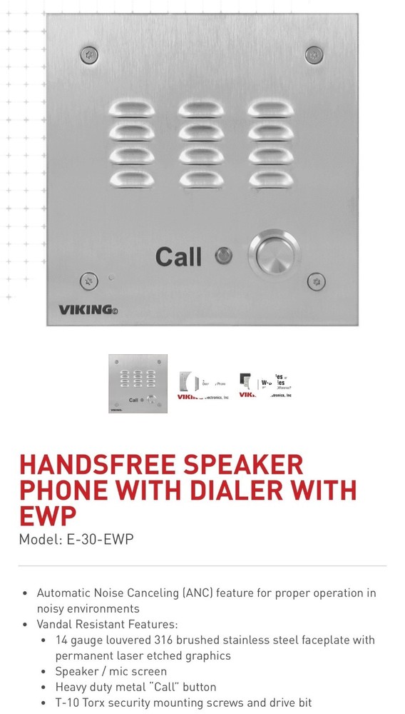 Viking E-30 EWP Call Button With Dialer NEW IN BOX