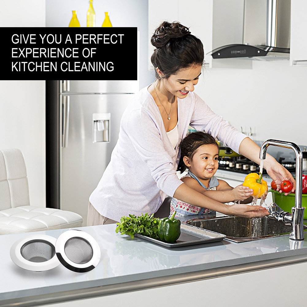 Kitchen Sink Strainer Large Wide Rim 4.5" Stainless Steel Mesh Drain Filter