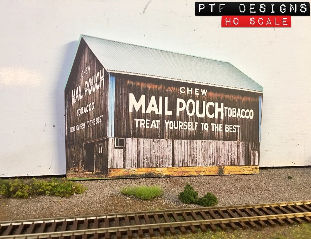 HO Scale MAIL POUCH TOBACCO BARN Flat / Front 3D Background, Farm