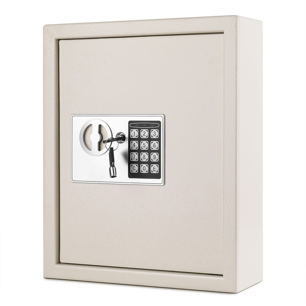 Key Cabinet Digital Lock (Gray), Wall Mounted 40 Key Security Box Storage Safe