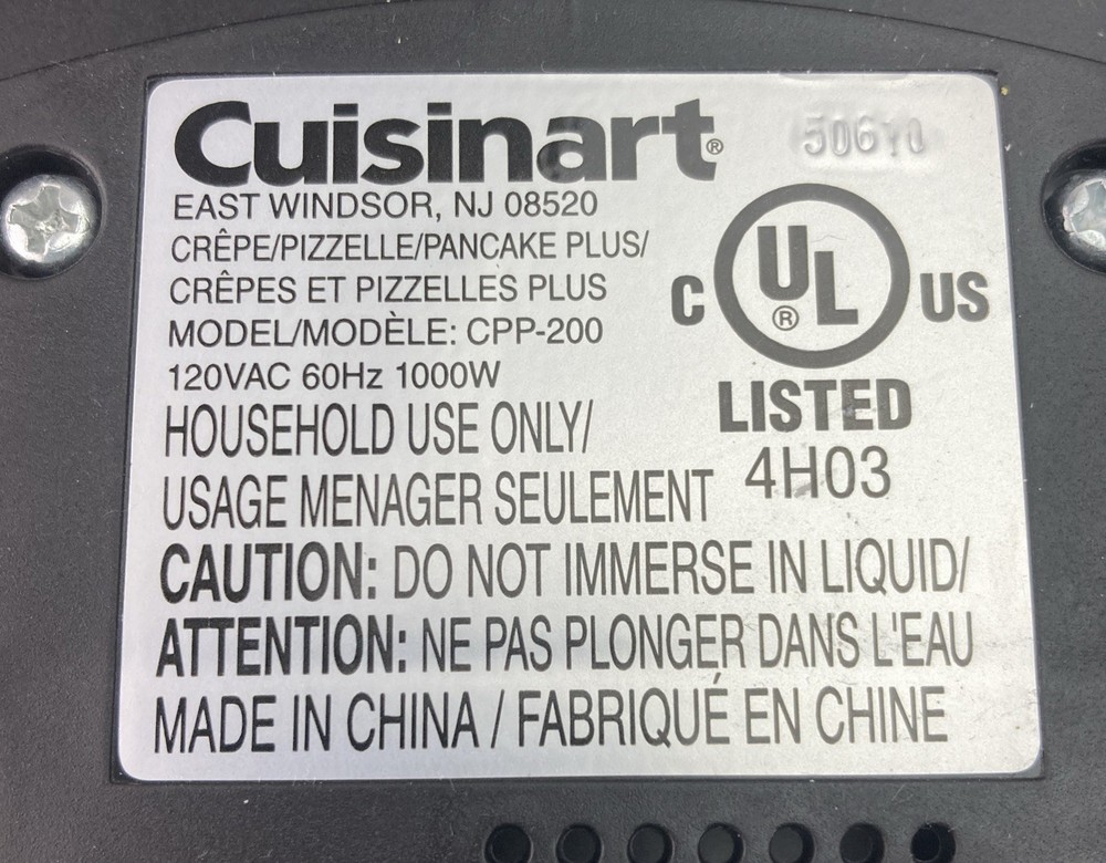 Cuisinart CPP-200 International Chef Crepe Pizzelle Pancake Plus