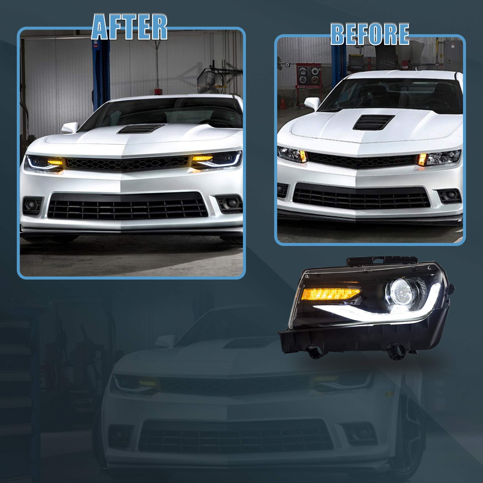 Headlight for 2014-2015 Chevrolet Camaro 5th Gen(LS, LT, SS, ZL1, Z/28) Regular