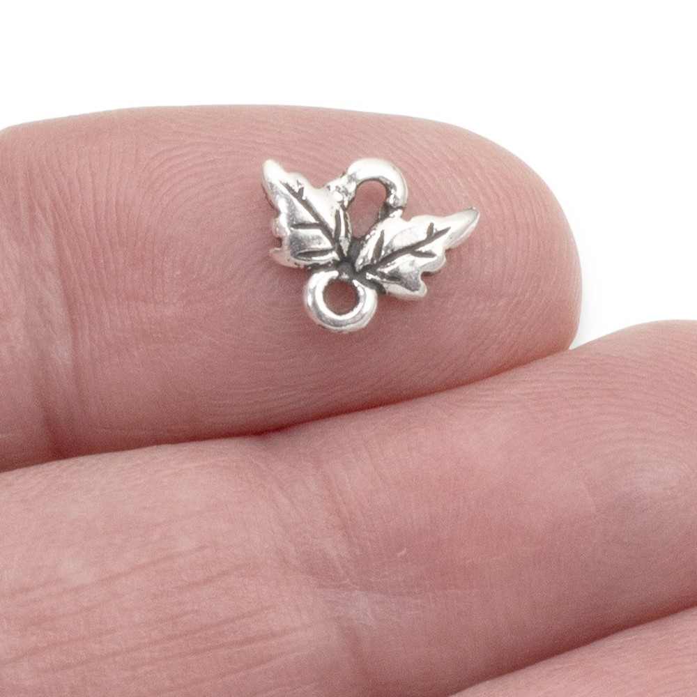 Silver Leaf Links, 10-Pack TierraCast Tiny Leaf Connectors for Handmade Jewelry