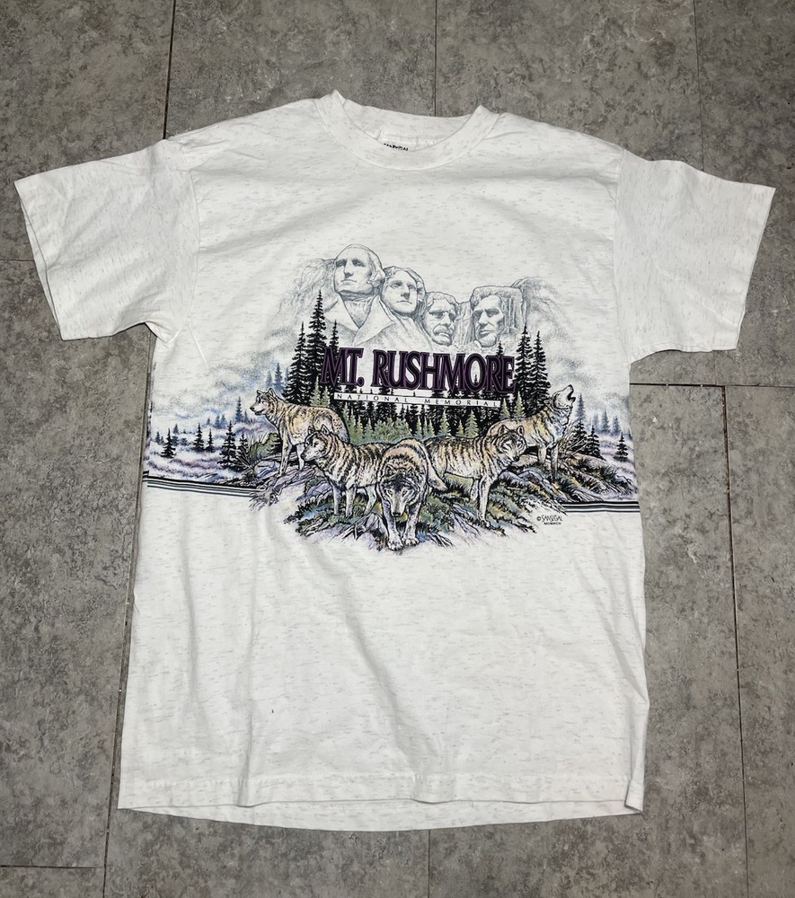 90s Mt Rushmore National Memorial Wolves Wolf Pack Single Stitch Tee🔥 SanSégal