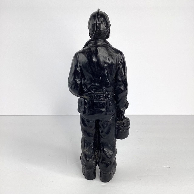 Coal Miner Statue with Bucket of Coal 10 inches