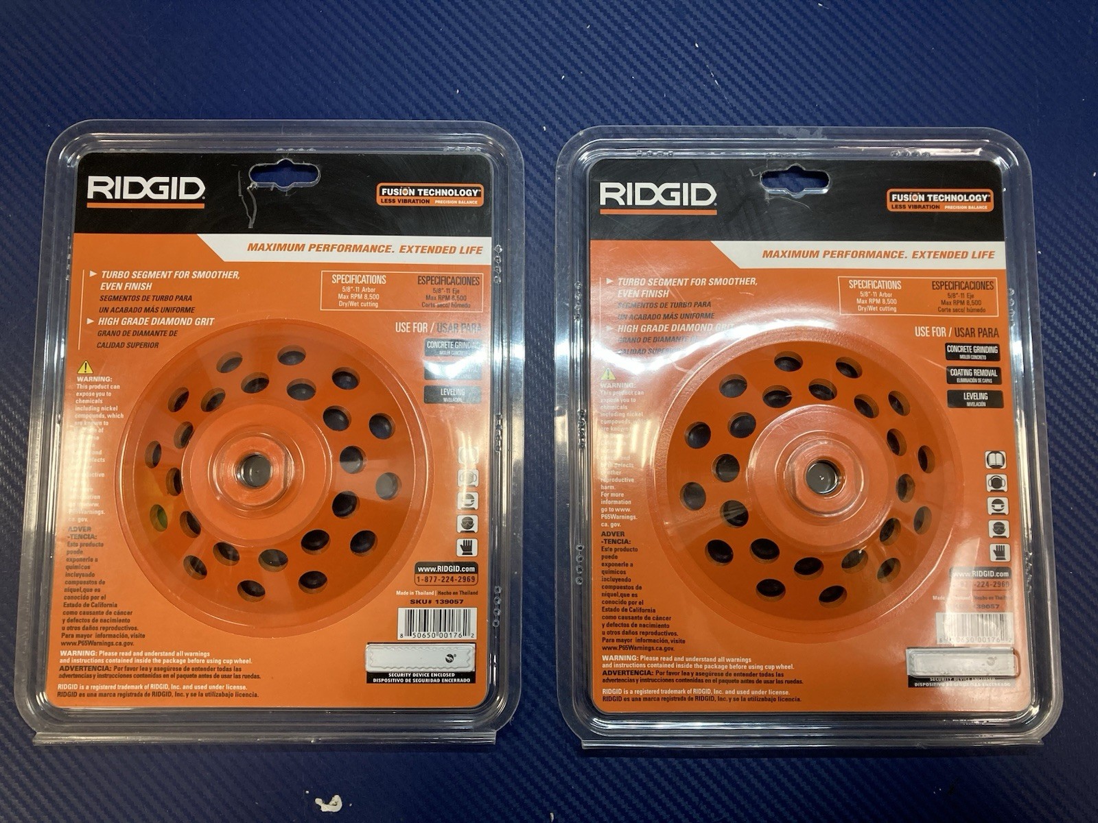LOT OF 2 RIDGID 7" Cup Concrete Grinding Wheel 24-Segment Blade (TAW7024P1)