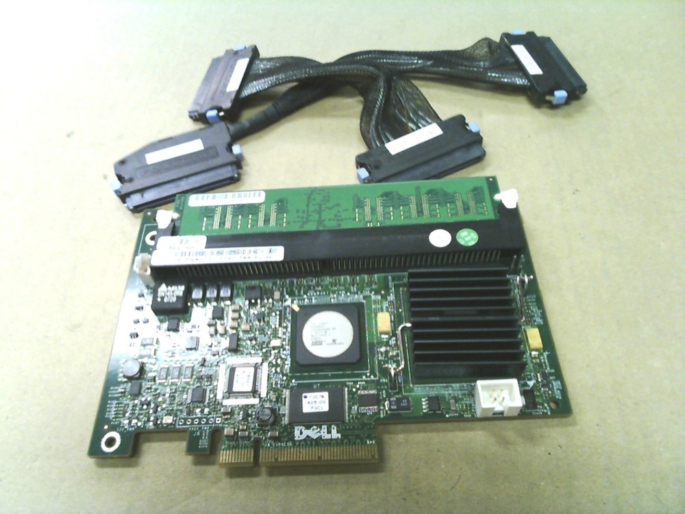 Dell Perc 5/i PCI-E x8 Raid Controller WX072 256MB Memory w/ cables MC360 KC411