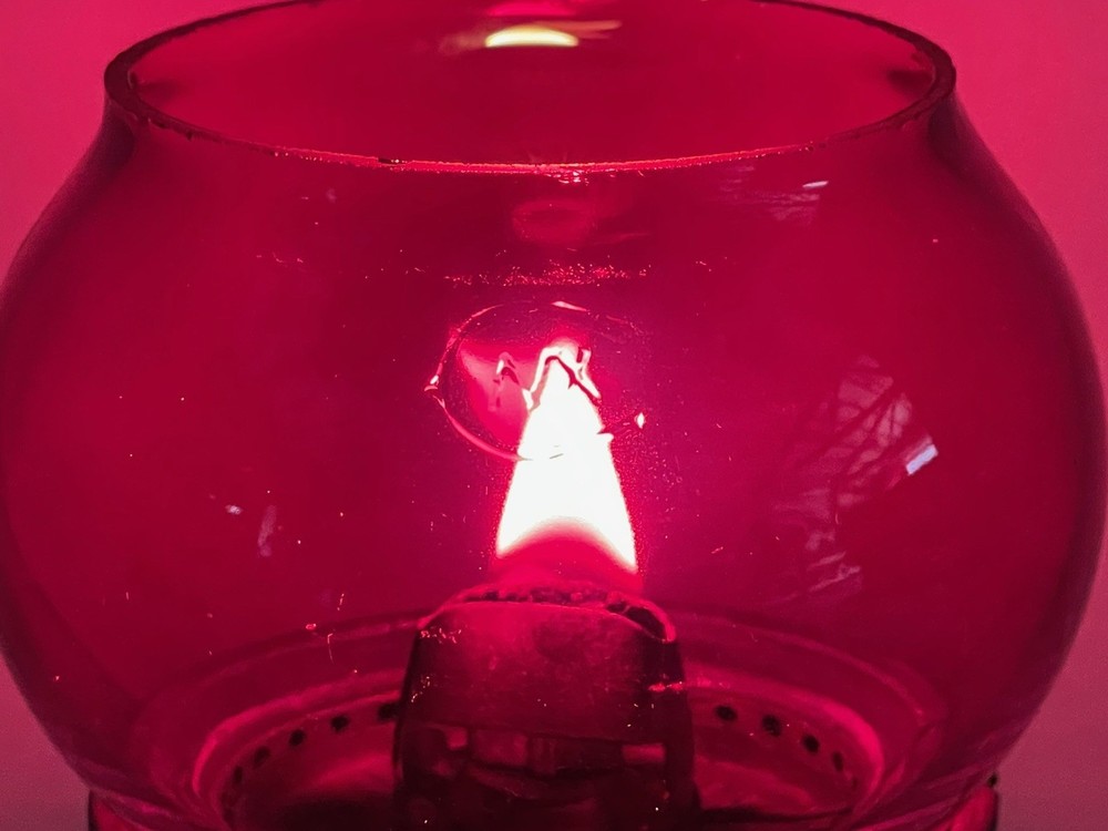 Red Corning Short Globe For Railroad Lantern
