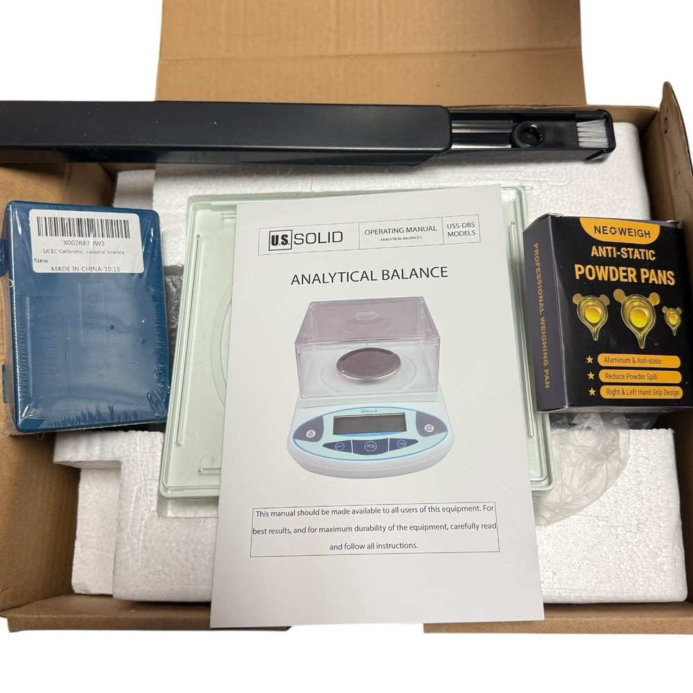 U.S. Solid Analytical Balance Scale 2000g x 0.01g w/ Draft Shield – New Open Box