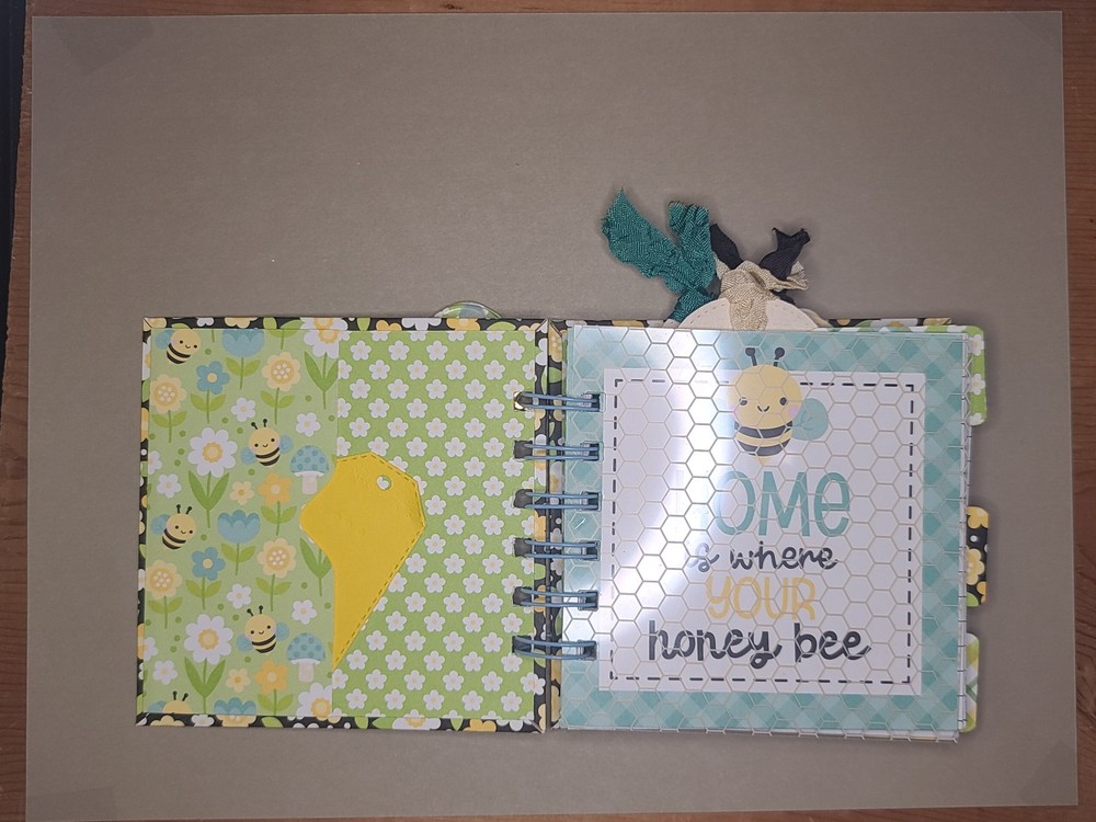 Little cinched journal notebook, Spring, handmade