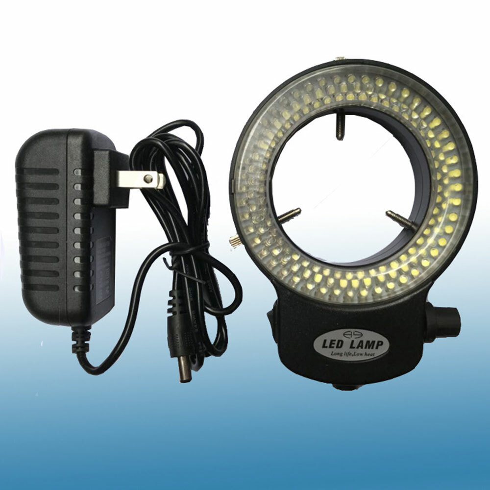 High Brightness 144 LED Bulbs Microscope Ring Light Illuminator Lamp US Plug