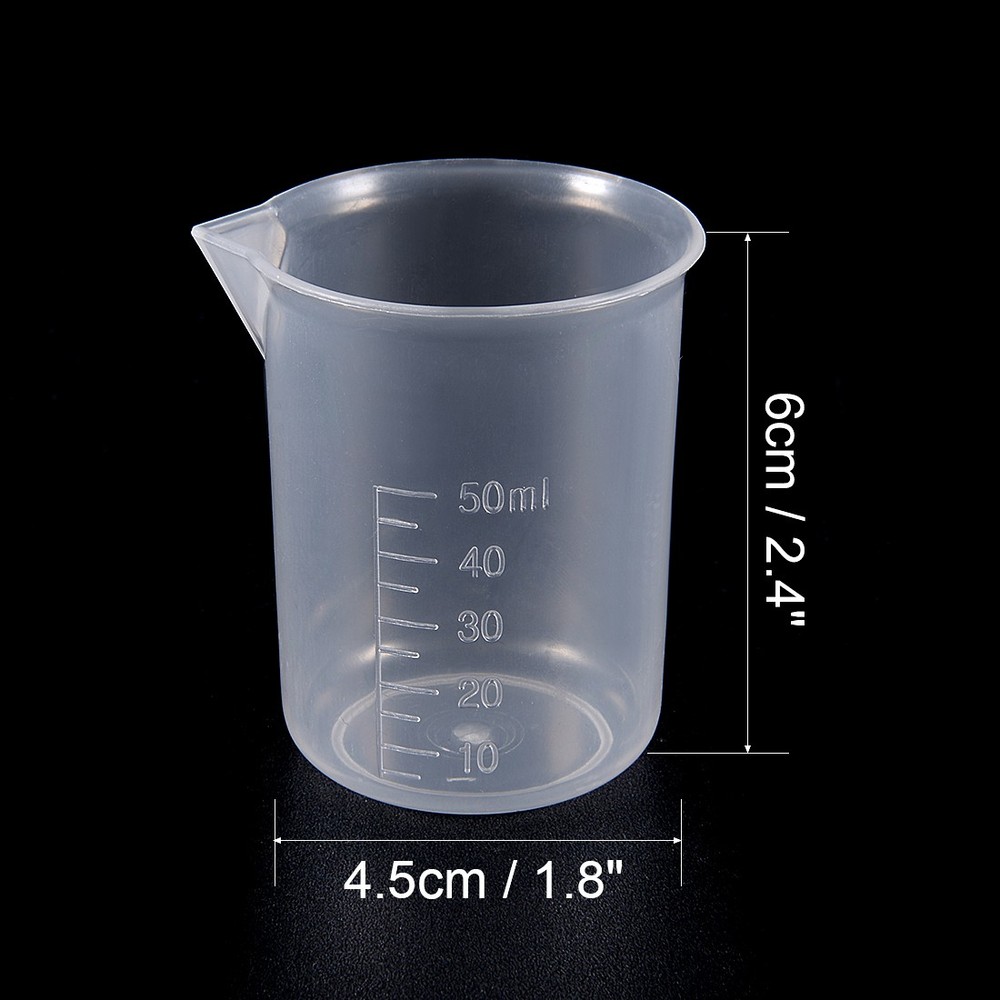 4pcs Transparent Measuring Cup Lab PP Graduated Beaker 50ml