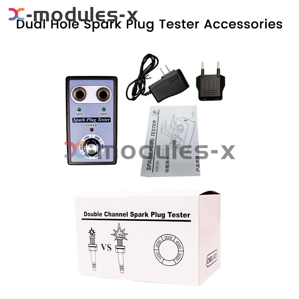 Dual Hole 12V Car Spark Plug Tester Ignition Plug Analyzer Diagnostic Detector