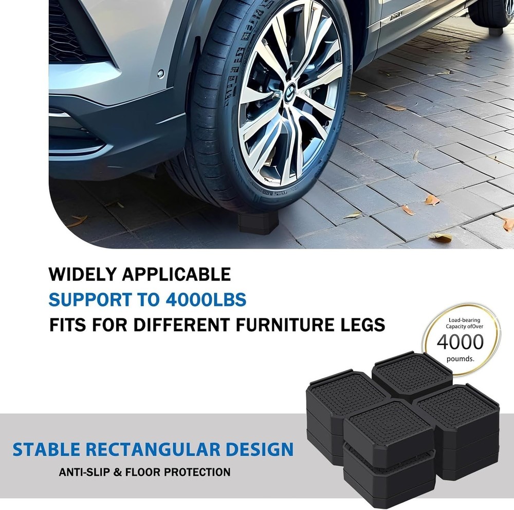 Furniture Risers Bed Risers Adjustable Elevation Heavy Duty Strong Supports 4...