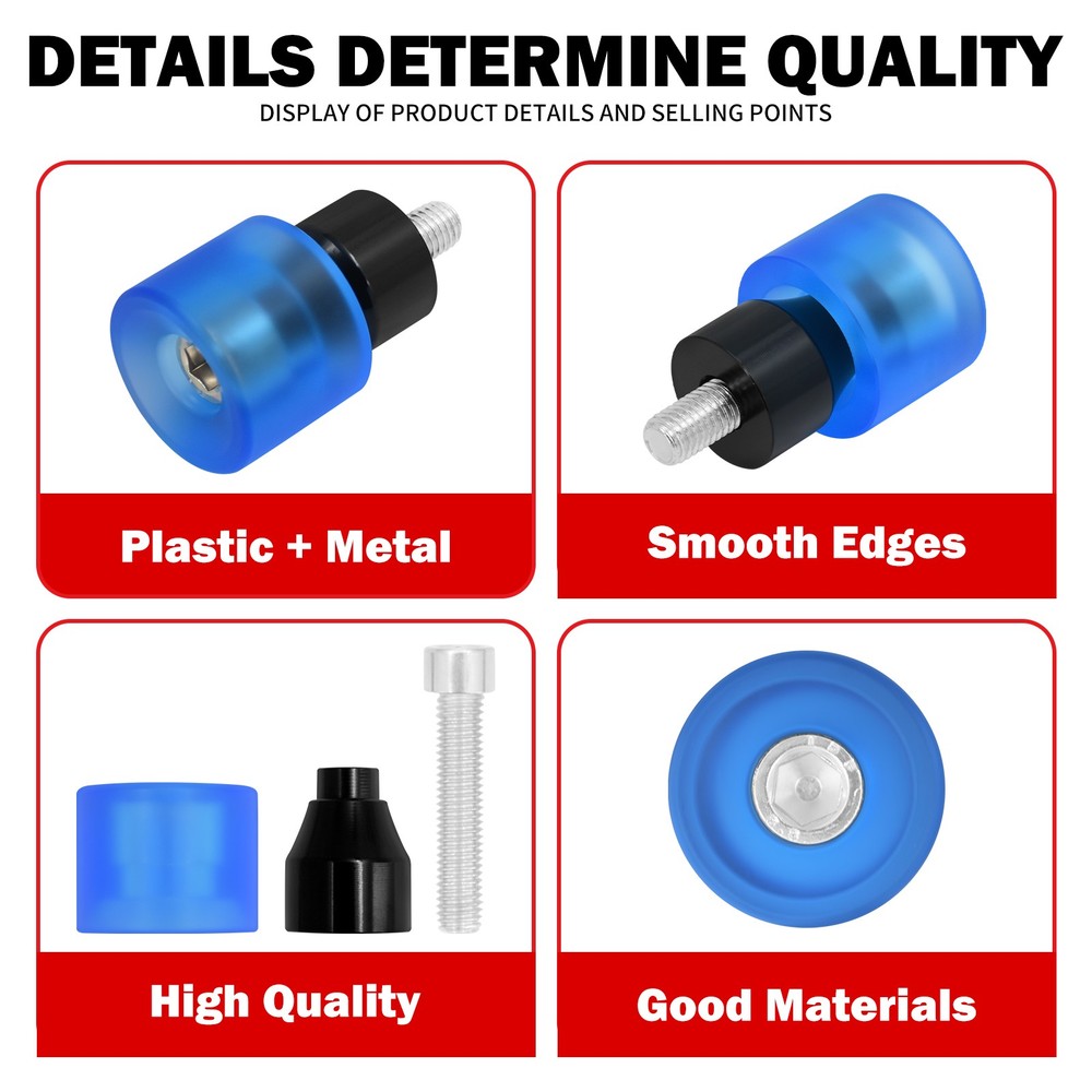 Blue 2x Engine Protective Guards Crashs Bars M12 End Balls Protector For Harley