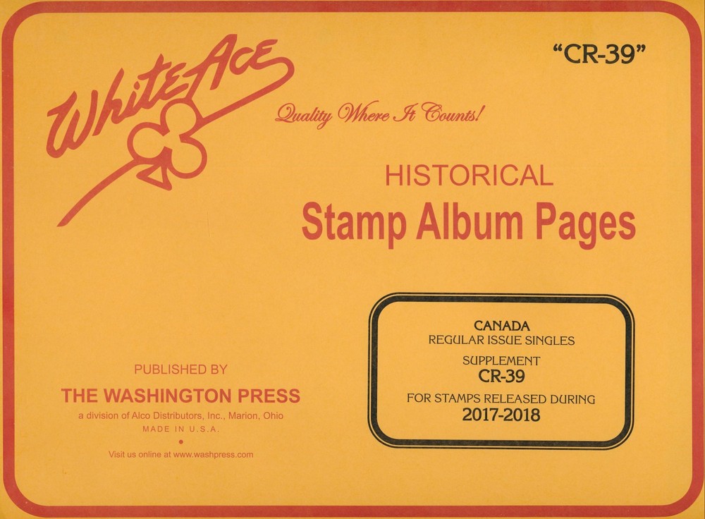 WHITE ACE 2017-2018 Canada Regular Issue Singles Stamp Album Supplement CR-39
