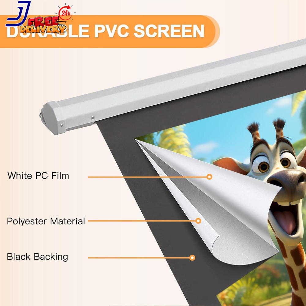150" Projector Screen Motorized 16:9 4K HD Pull Down 150 INCH 16:9 US ONLY