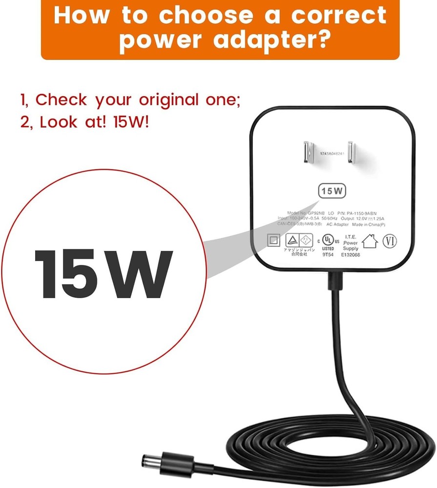 15W Power Adapter Replacement for Echo Pop, Dot 5th Gen, Dot 4th Gen, Dot 3rd...
