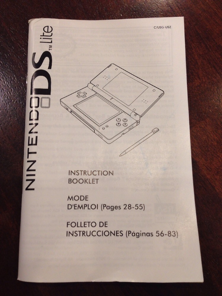 Nintendo DS Lite Instruction Book