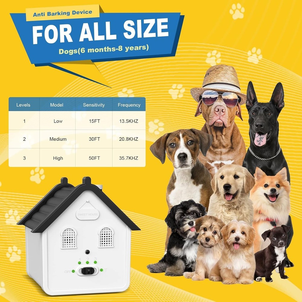 Effective Anti Barking Deterrent - 3 Adjustable Levels Bark Control Device, 5...