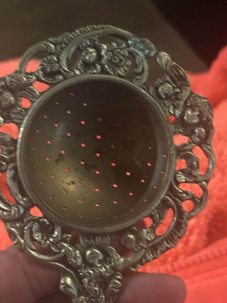 Antique Brass Ornate Tea Strainer