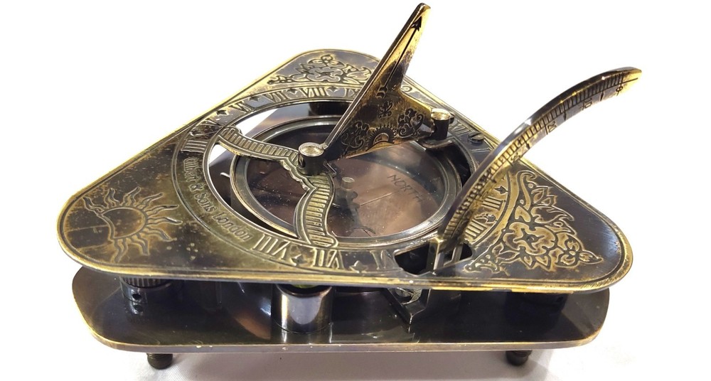 Brass Sundial compass Trangular compass - sundial transit compass