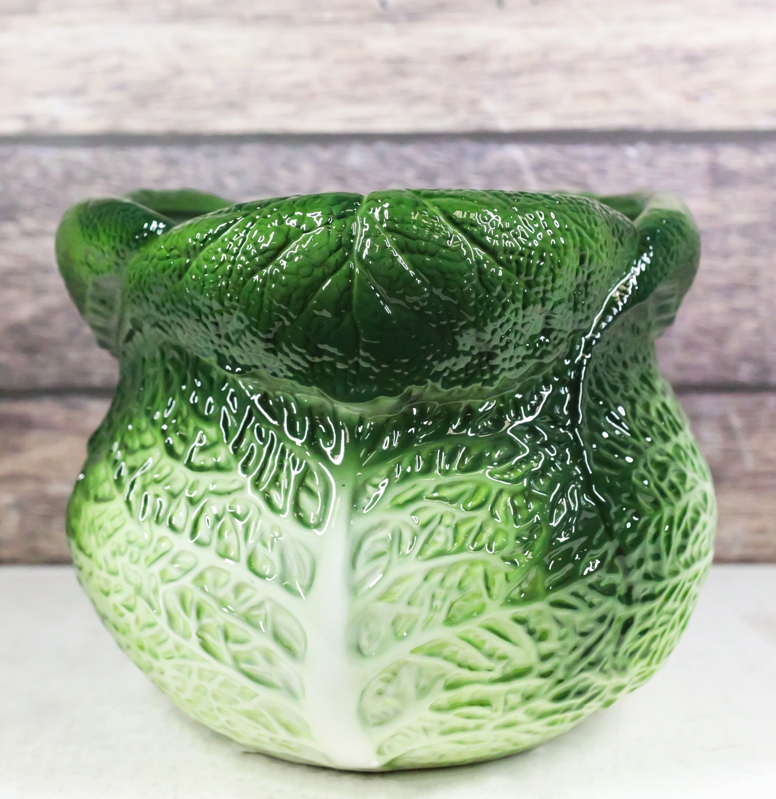 Ebros 7.25"H Ceramic Gourmet Green Savoy Cabbage Utensil Holder Or Flower Vase
