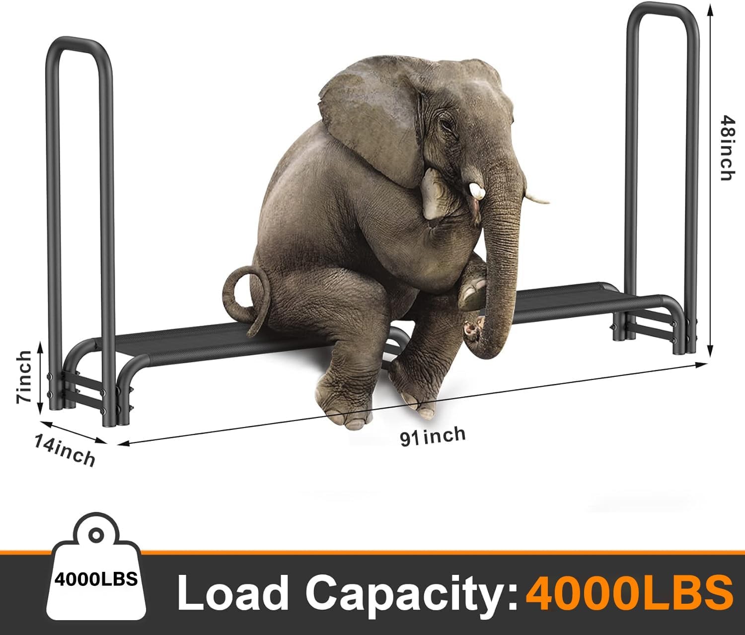 8FT Firewood Rack Outdoor with Fabric Mesh for Storing Logs of Various Size, ...