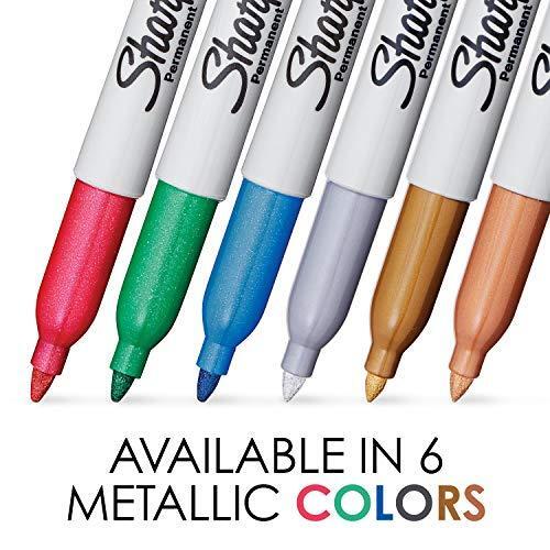 Sharpie Metallic Permanent Markers, Fine Point, Assorted Colors, 6-Count
