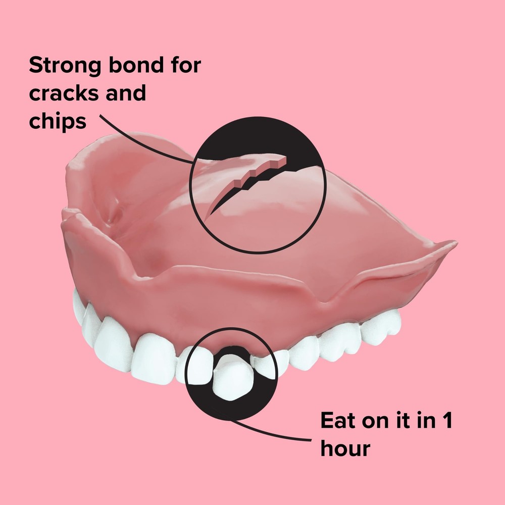 Denture Repair Kit - Fix Broken Dentures, Mend Cracks, Replace Loose Teeth