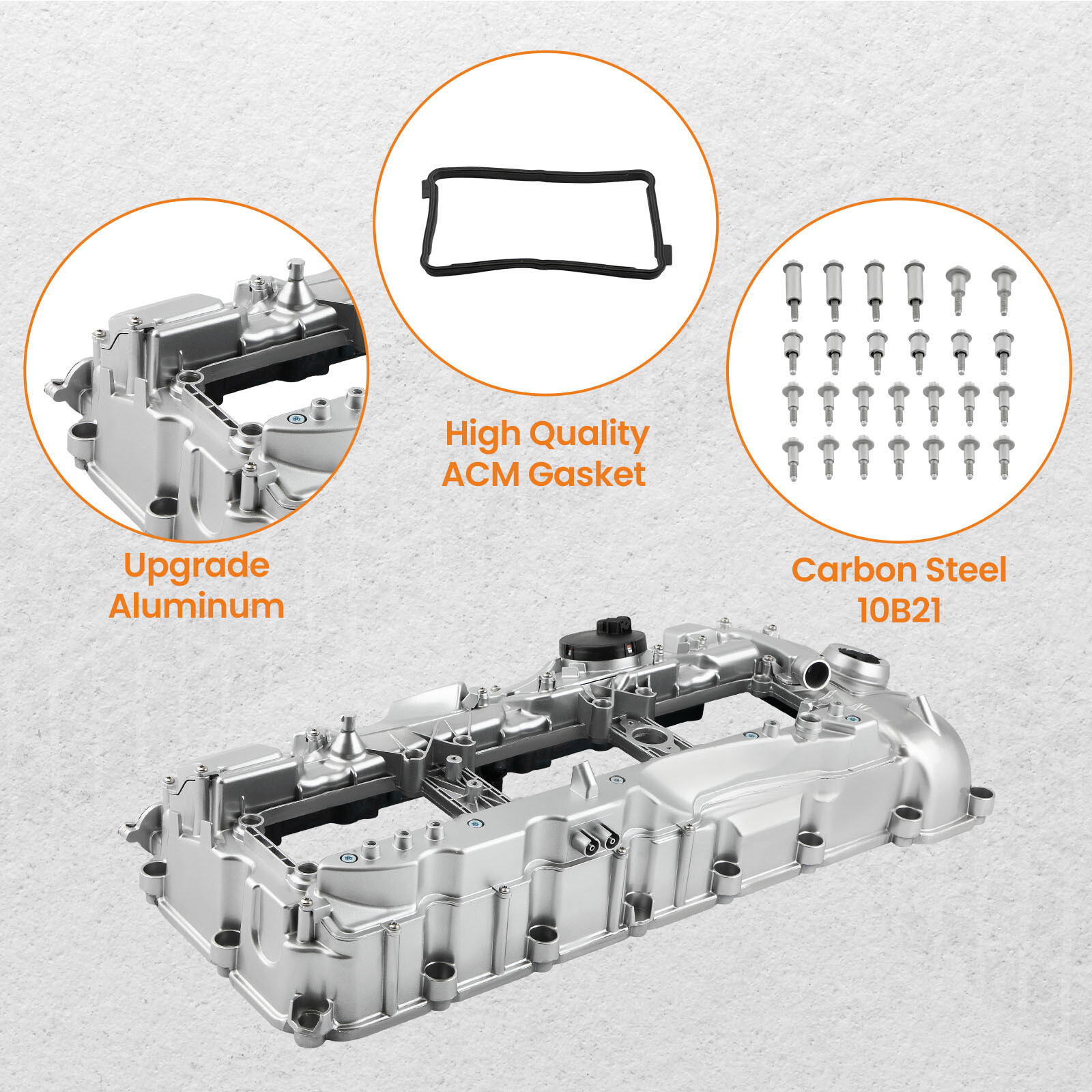 Aluminum Valve Cover & Gasket & Cap for BMW N55 135i 335i 535i 640i 740i X3 X5