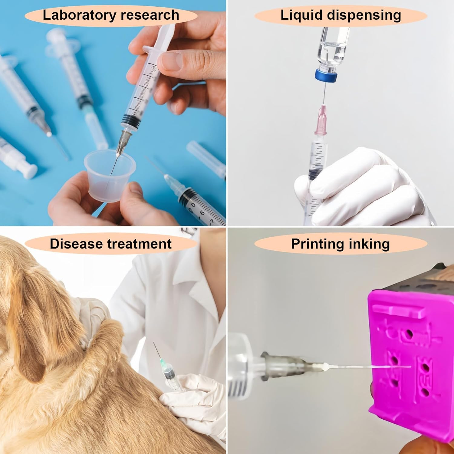 100 Pcs 25 Gauge 5/8-Inch(16Mm) Needle Luer Lock Lab Accessories, with Cap, Indi