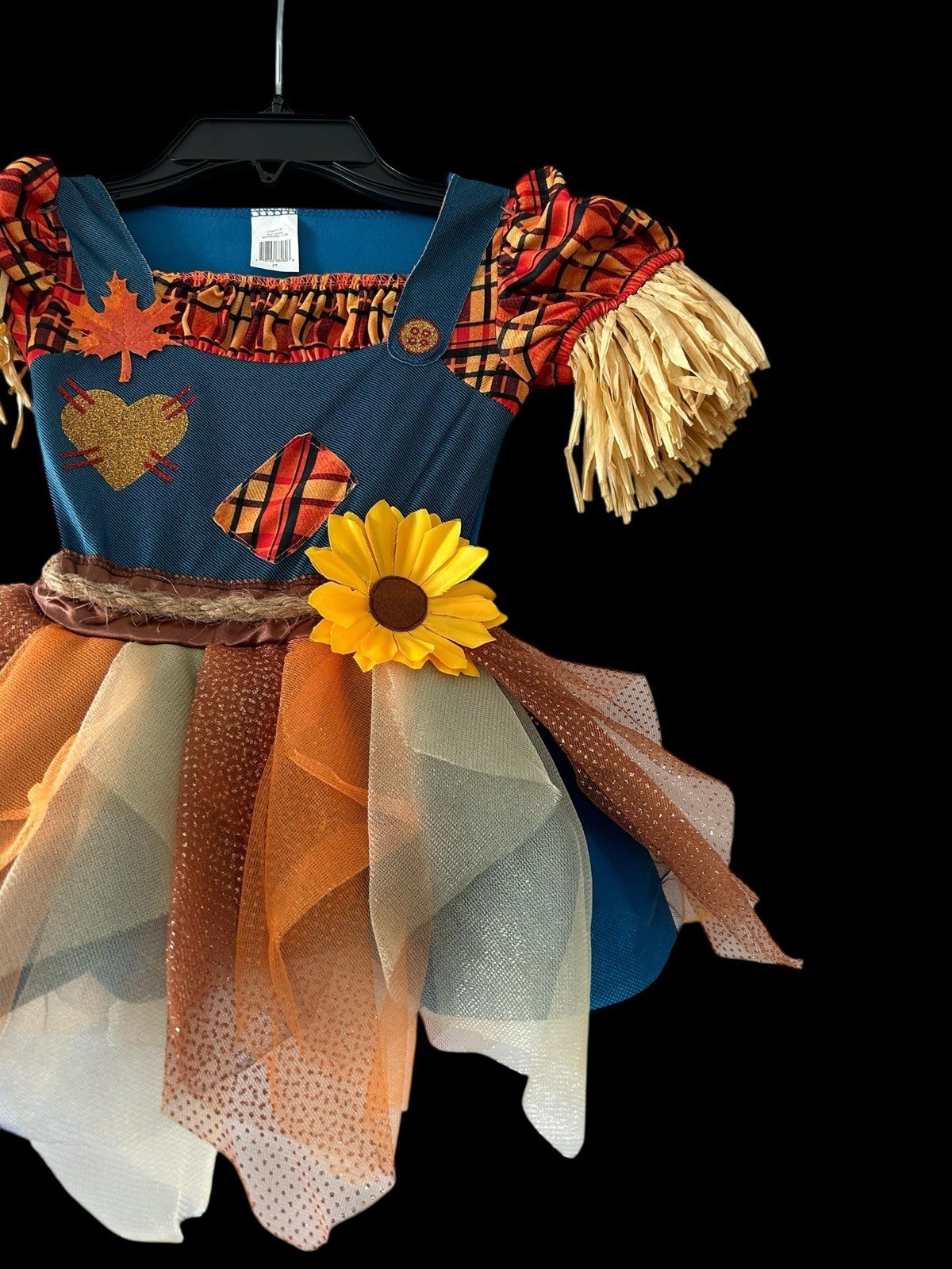 Girls Scarecrow Costume Tutu Skirt Sz 2T Halloween Thanksgiving Fall Pumpkin 2