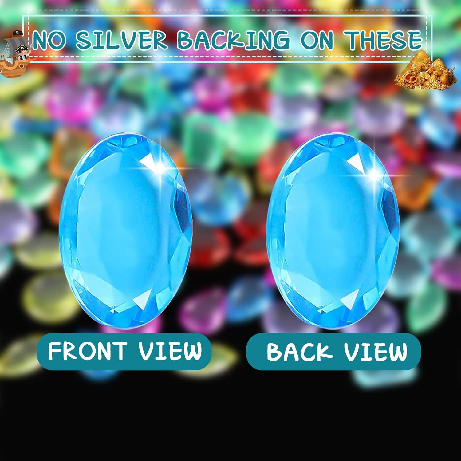 100 Pcs Toy Gems Pirate Treasure Jewels Bling Diamonds Jumbo Acrylic Large Fake