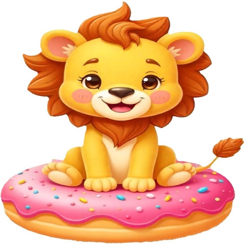 30 Custom Doughnut Lion Personalized Address Labels