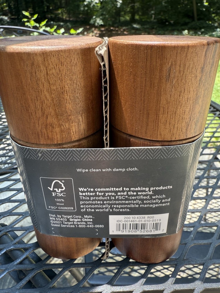 2pc Salt Shaker & Pepper Grinder Set - Threshold 5” New