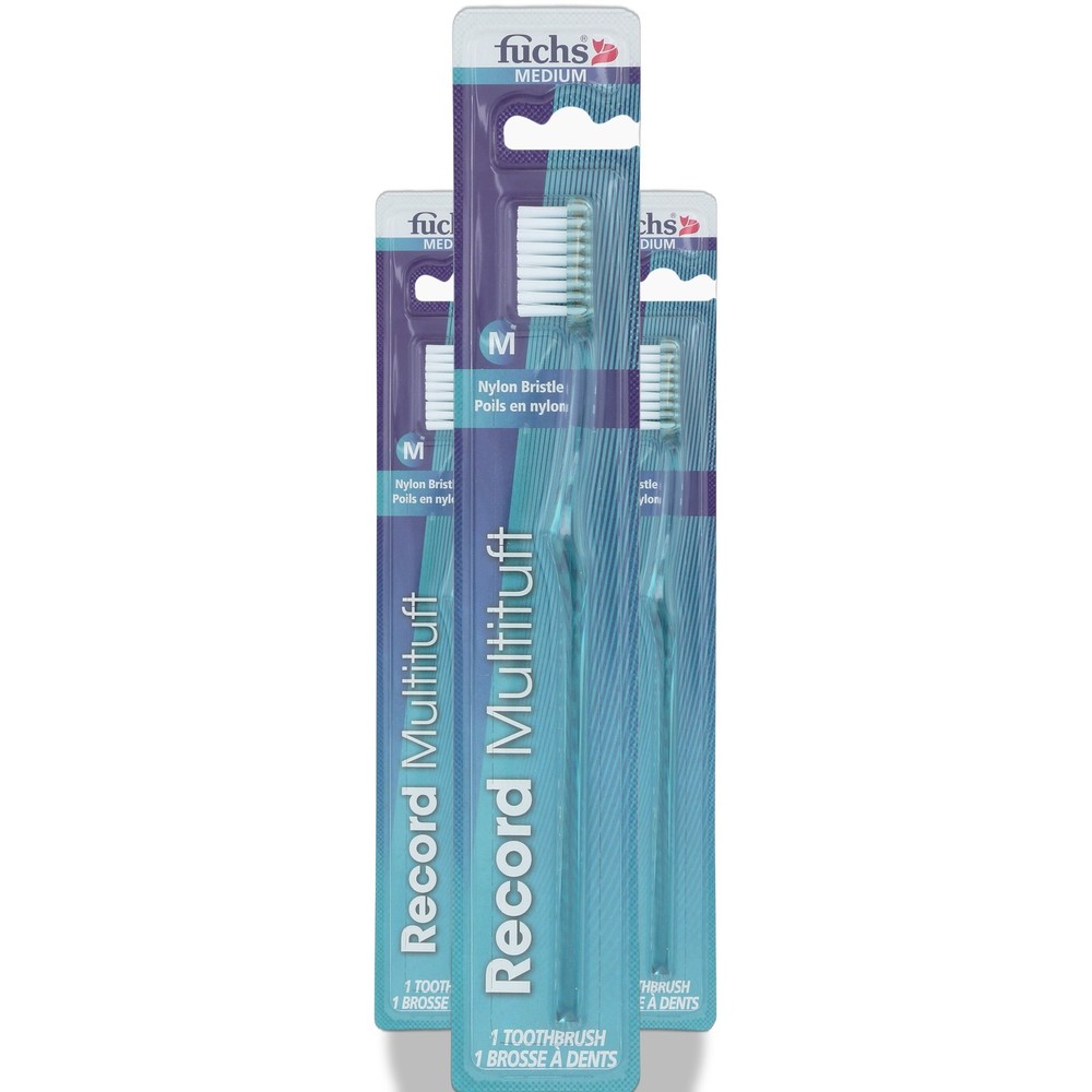 Fuchs Record Multituff Nylon Bristle Toothbrush Medium 1 Unit 3 Pack