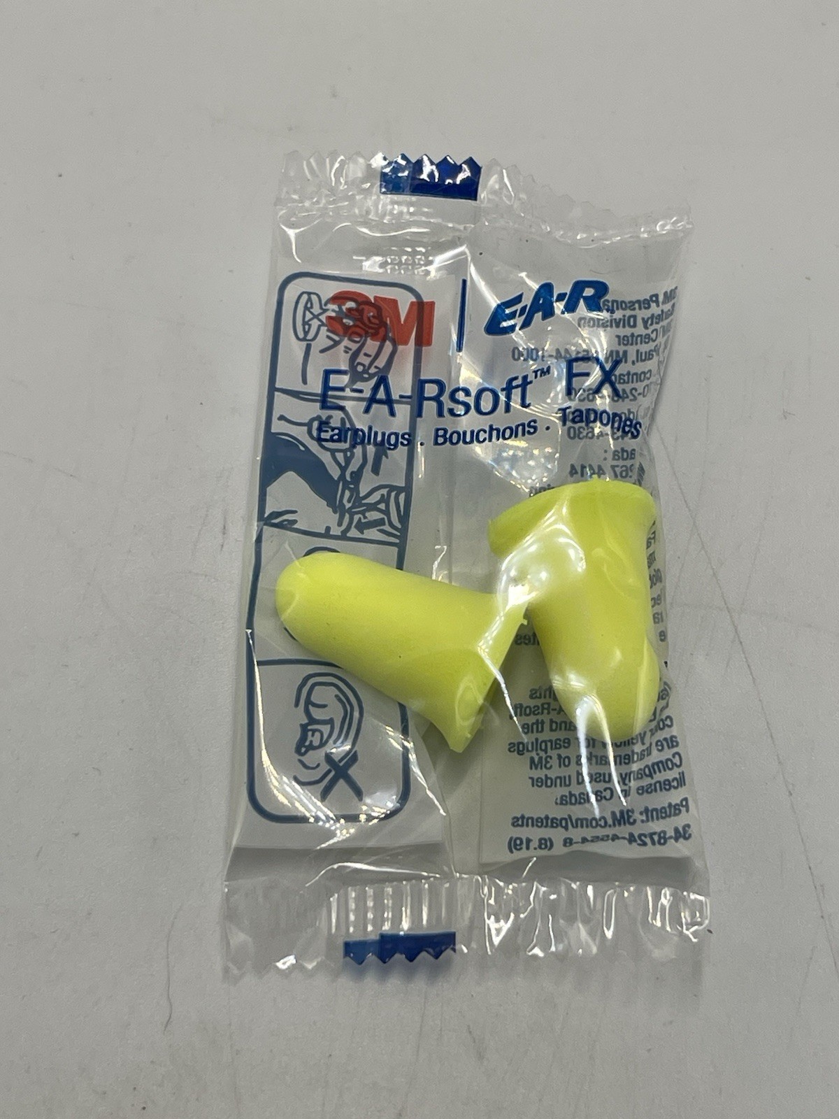 200 PCS 3M E-A-RSOFT FX EARPLUGS 312-1261 YELLOW WRAPPED UNCORDED CLASS 5