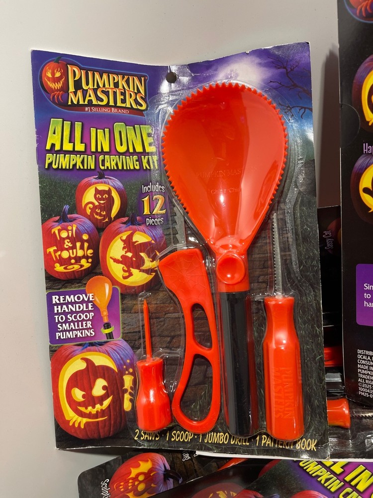 Pumpkin Masters Pumpkin Carving Kit includes 5 tools and 14 patterns